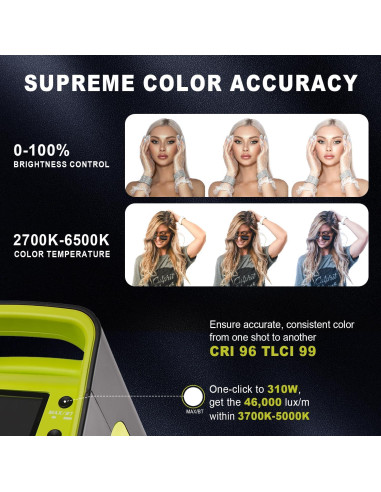 Luz LED Video 200W Bi-Color Suncrafter 2700-6500K 46,000 Lux