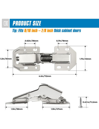 Bisagras Ocultas Ravinte Cierre Suave 2 Piezas Montaje Superficial