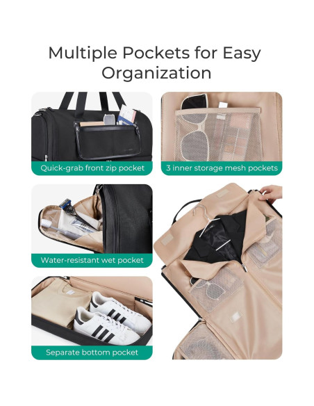 Bolsa de Ropa Duffle BAGSMART Beige 2 en 1 para Mujeres