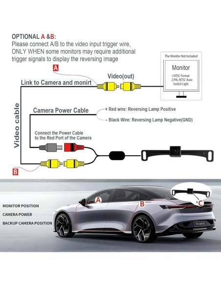 Cámara de Respaldo HD Xiaofeige con Visión Nocturna 170