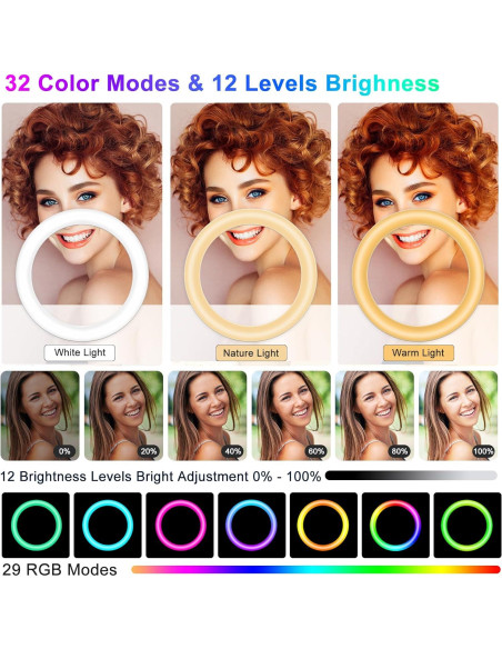 Luz de Anillo STALLY 10.2" con Trípode Ajustable 160cm