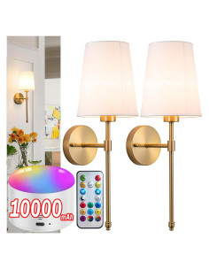 Juego de 2 Apliques de Pared Inalámbricos YHCDLAMP RGB