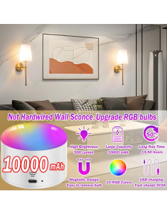 Juego de 2 Apliques de Pared Inalámbricos YHCDLAMP RGB 2