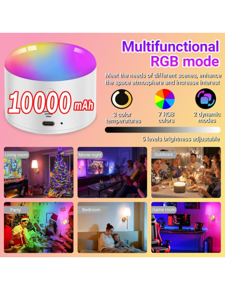 Juego de 2 Apliques de Pared Inalámbricos YHCDLAMP RGB