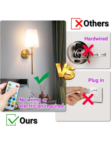 Juego de 2 Apliques de Pared Inalámbricos YHCDLAMP RGB