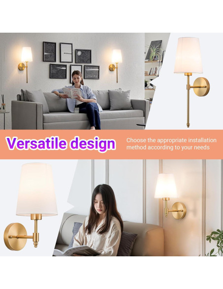 Juego de 2 Apliques de Pared Inalámbricos YHCDLAMP RGB