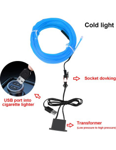 Tira de luces LED HIPOPY 3m USB Azul para automóviles 2