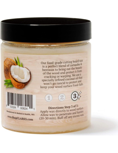Cera para Tabla de Cortar CLARK'S 170g - Grado Alimenticio Coco