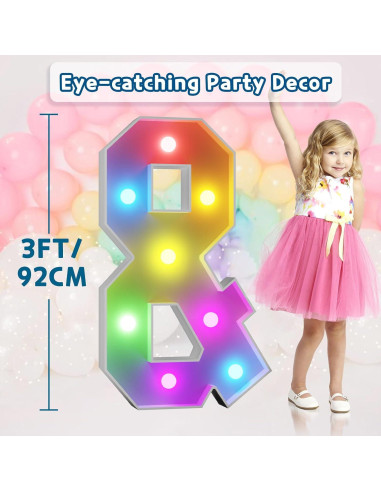 Letras de Neón Coloridas Imprsv 3 Pies con Control Remoto