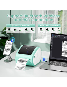 Impresora de Etiquetas Térmicas Inalámbrica Omezizy D520BT 4x6 2