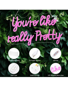 Letrero de Neón LED Rosa Yiedfino 38x23 cm Decoración 2