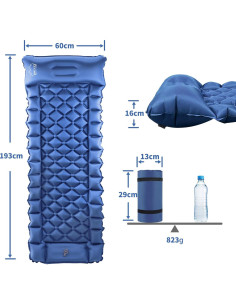 Colchón Inflable Ultraligero ONTYZZ con Bomba de Pie 193x60 cm 2