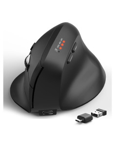 Ratón Ergonómico Inalámbrico GHAJZ Negro con Bluetooth y USB-C