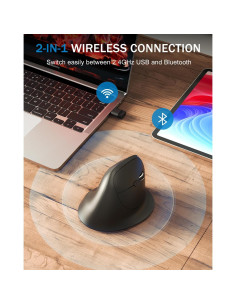 Ratón Ergonómico Inalámbrico GHAJZ Negro con Bluetooth y USB-C 2