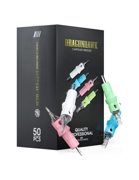 Agujas de Cartucho Dragonhawk 50 Piezas Mixtas 1003RL-1011RL