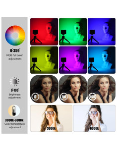 Luz LED RGB Leshiou V10 Portátil 3000mAh 500LUX 2