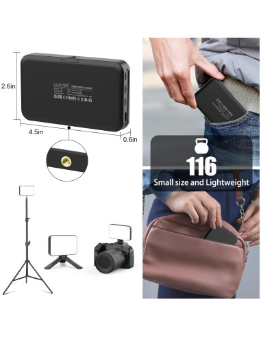 Luz LED RGB Leshiou V10 Portátil 3000mAh 500LUX