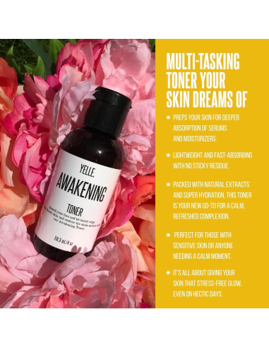 Tónico Facial Yelle 118ml - Hidratante con Rosa Mosqueta y Ácido Hialurónico