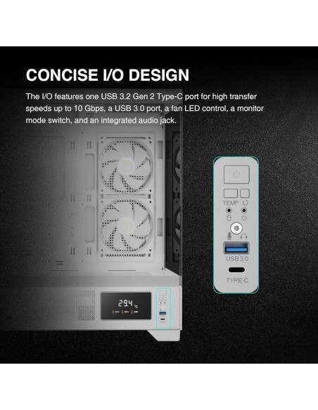 Caja de Computadora GAMDIAS ATLAS M1 Blanca ATX con RGB