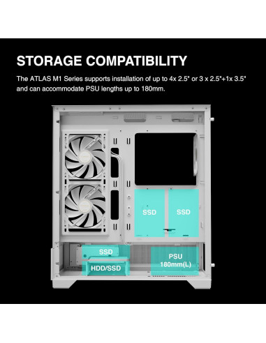 Caja de Computadora GAMDIAS ATLAS M1 Blanca ATX con RGB