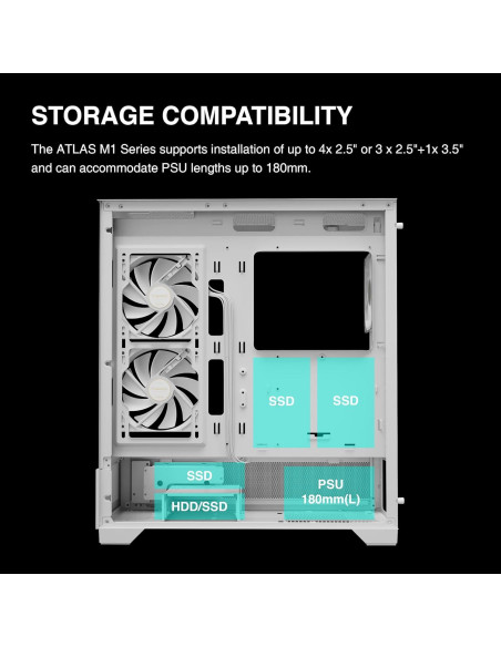 Caja de Computadora GAMDIAS ATLAS M1 Blanca ATX con RGB