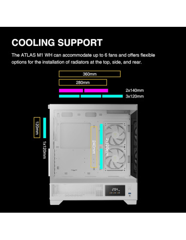 Caja de Computadora GAMDIAS ATLAS M1 Blanca ATX con RGB