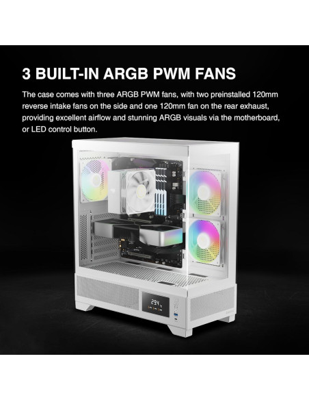 Caja de Computadora GAMDIAS ATLAS M1 Blanca ATX con RGB