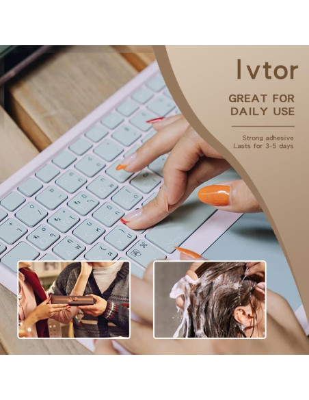 10 Hojas Adhesivos Uñas Postizas Ivtor - Impermeables y Transpirables