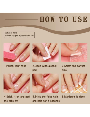 10 Hojas Adhesivos Uñas Postizas Ivtor - Impermeables y Transpirables