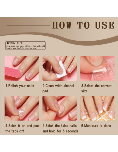 10 Hojas Adhesivos Uñas Postizas Ivtor - Impermeables y Transpirables