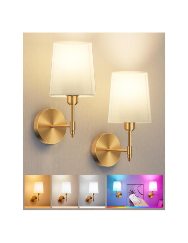 Juego de 2 Apliques de Pared Inalámbricos Ouyulong Dorado