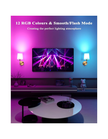 Juego de 2 Apliques de Pared Inalámbricos Ouyulong Dorado