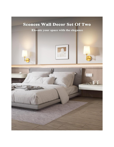 Juego de 2 Apliques de Pared Inalámbricos Ouyulong Dorado