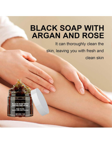 Jabón Negro Beldi Zawina Marruecos 200g con Argán y Rosa