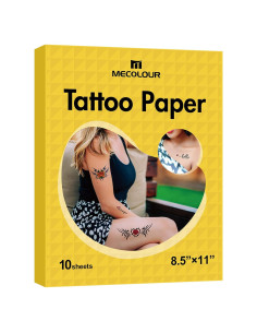 Papel de Tatuaje Temporal Imprimible MECOLOUR 10 Hojas 21.6x27.9 cm