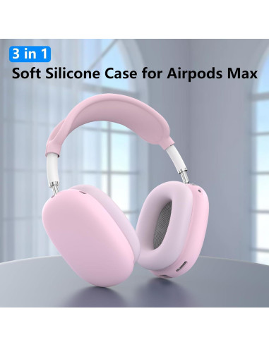 Funda de Silicona Rosa para AirPods Max - 4 en 1, Impermeable