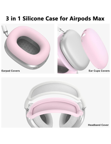 Funda de Silicona Rosa para AirPods Max - 4 en 1, Impermeable