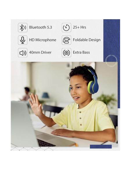 Auriculares Inalámbricos Rockpapa E7 Bluetooth 5.3 Plegables Azul Verde