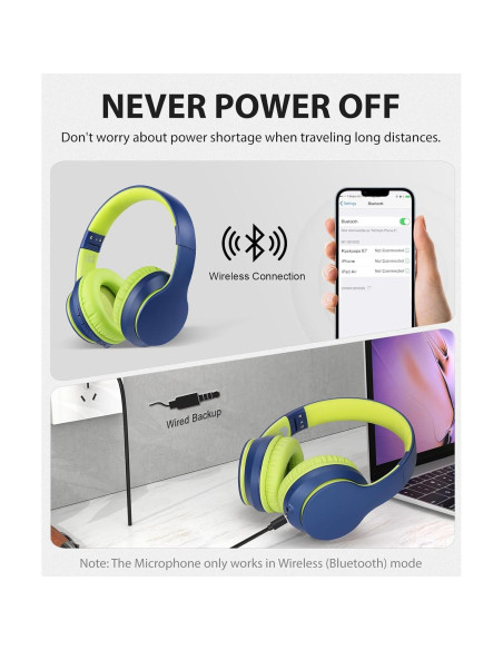 Auriculares Inalámbricos Rockpapa E7 Bluetooth 5.3 Plegables Azul Verde