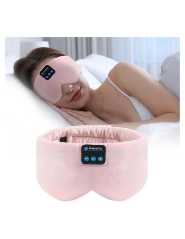 Máscara de Sueño Bluetooth SYPVRY Ajustable Rosa con Auriculares