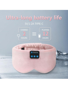 Máscara de Sueño Bluetooth SYPVRY Ajustable Rosa con Auriculares 2