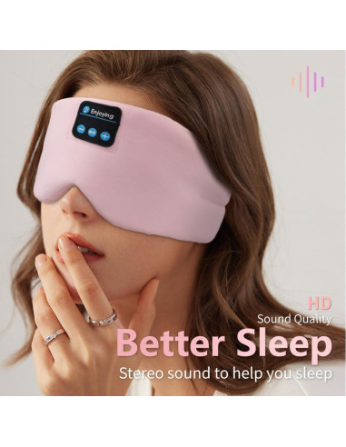 Máscara de Sueño Bluetooth SYPVRY Ajustable Rosa con Auriculares