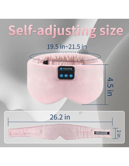 Máscara de Sueño Bluetooth SYPVRY Ajustable Rosa con Auriculares