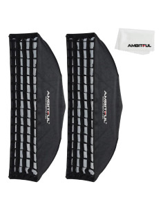 Softbox 2Pcs AMBITFUL 22x90cm con Rejilla de Panal Bowens