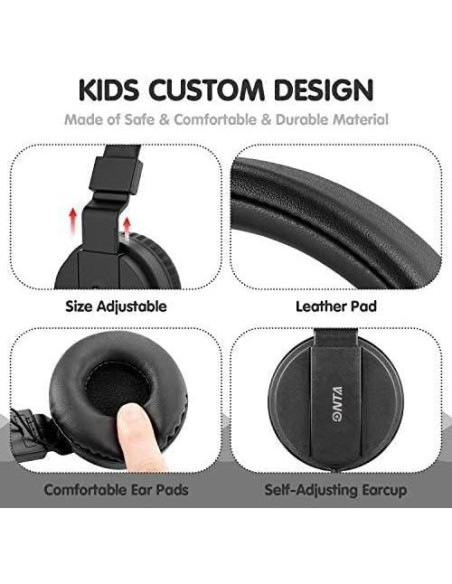 Auriculares ONTA para Niños con Cable - Modelo 778, Negro