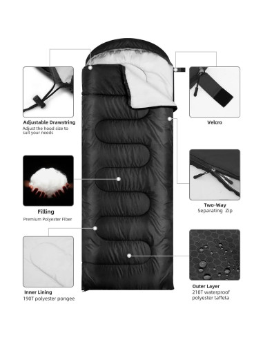 Saco de dormir HBWHYMX 218x80 cm 400GSM Impermeable