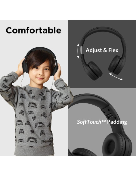 Auriculares On-Ear LilGadgets Connect+ Style para Niños - Negro