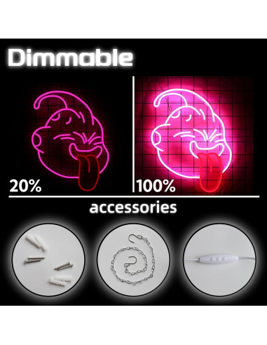 Luz de Neón LED Majin Buu Rosa para Decoración de Pared
