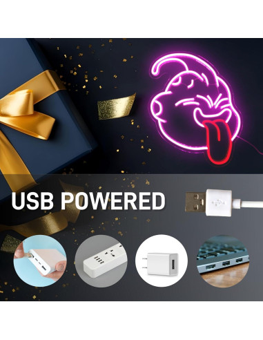 Luz de Neón LED Majin Buu Rosa para Decoración de Pared