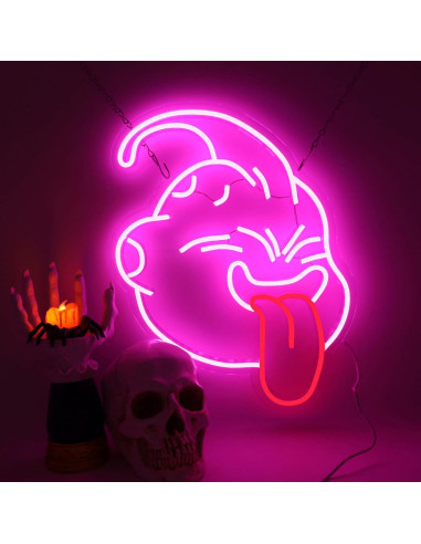 Luz de Neón LED Majin Buu Rosa para Decoración de Pared